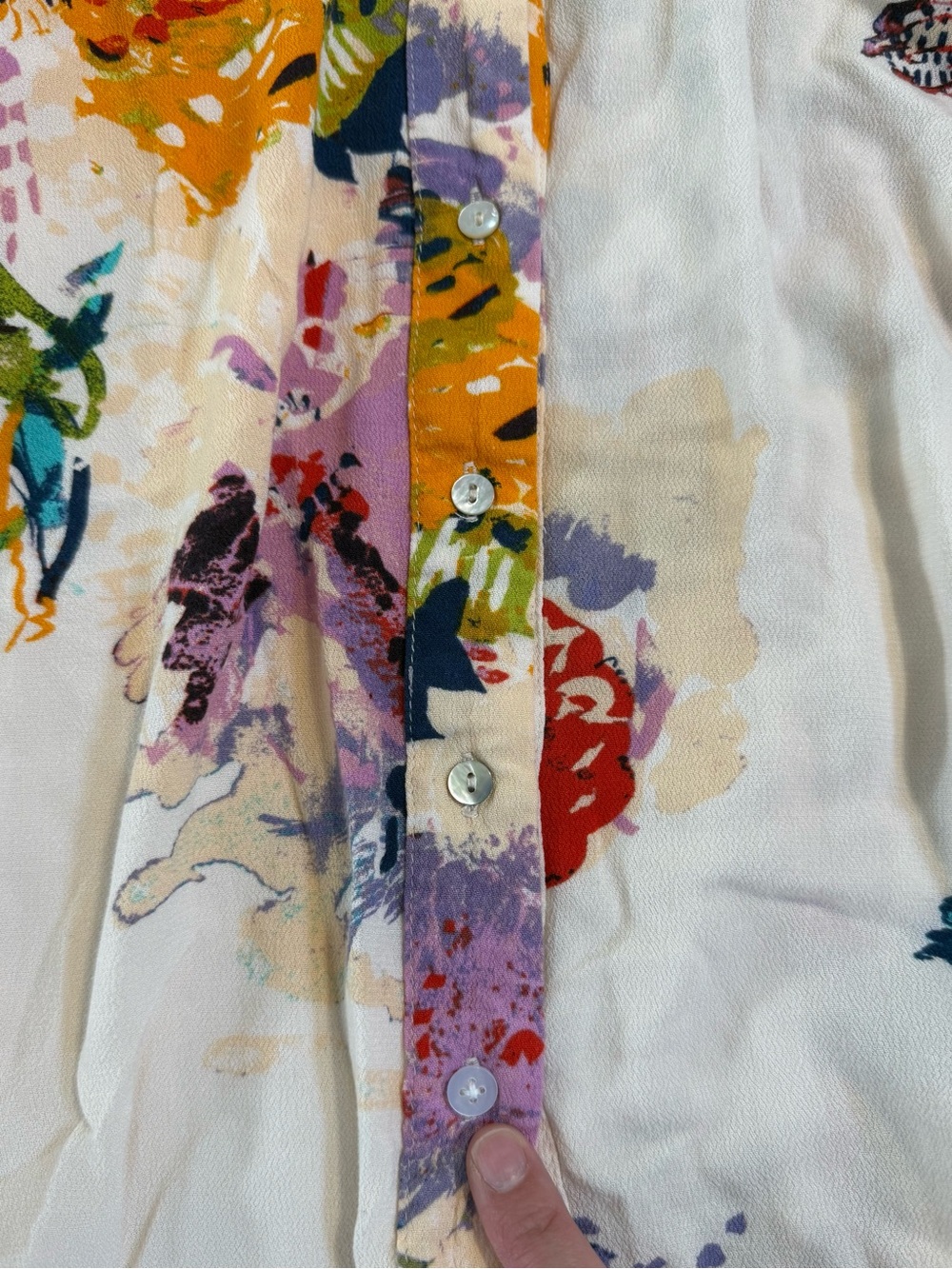 Free People Floral Cream Button-Front  Blouse - Oversized Boho - Picture 6 of 6